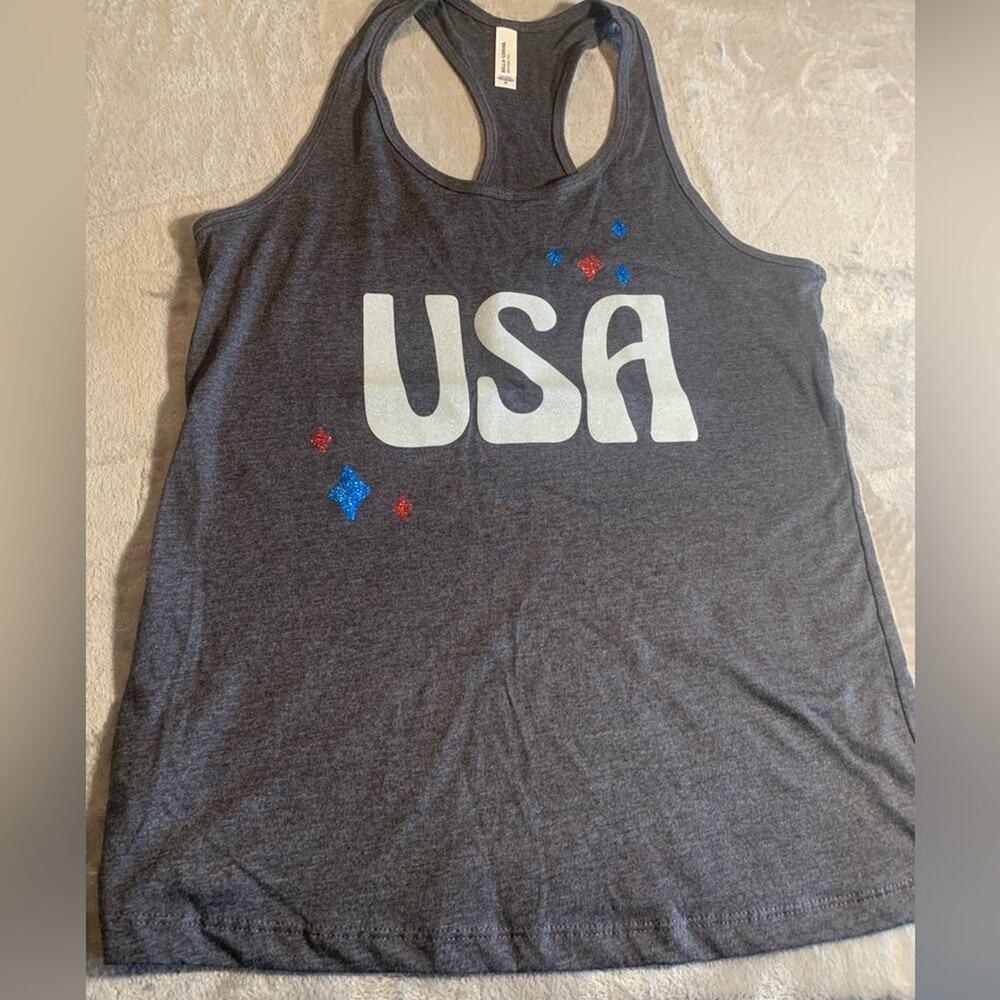 NEW PATRIOTIC racerback tank top t-shirt Size M